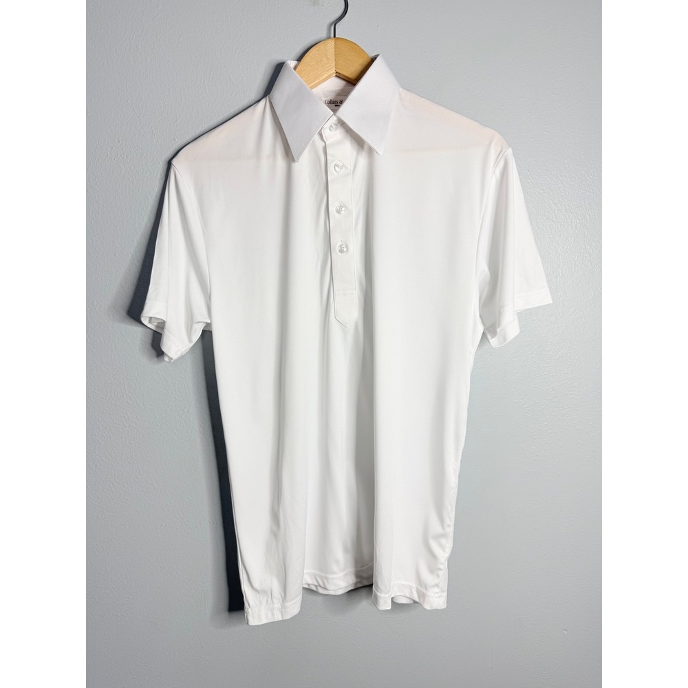 Collars‎ & Co. Mens White Short Sleeve Dress Collar Polo Shirt Size Small